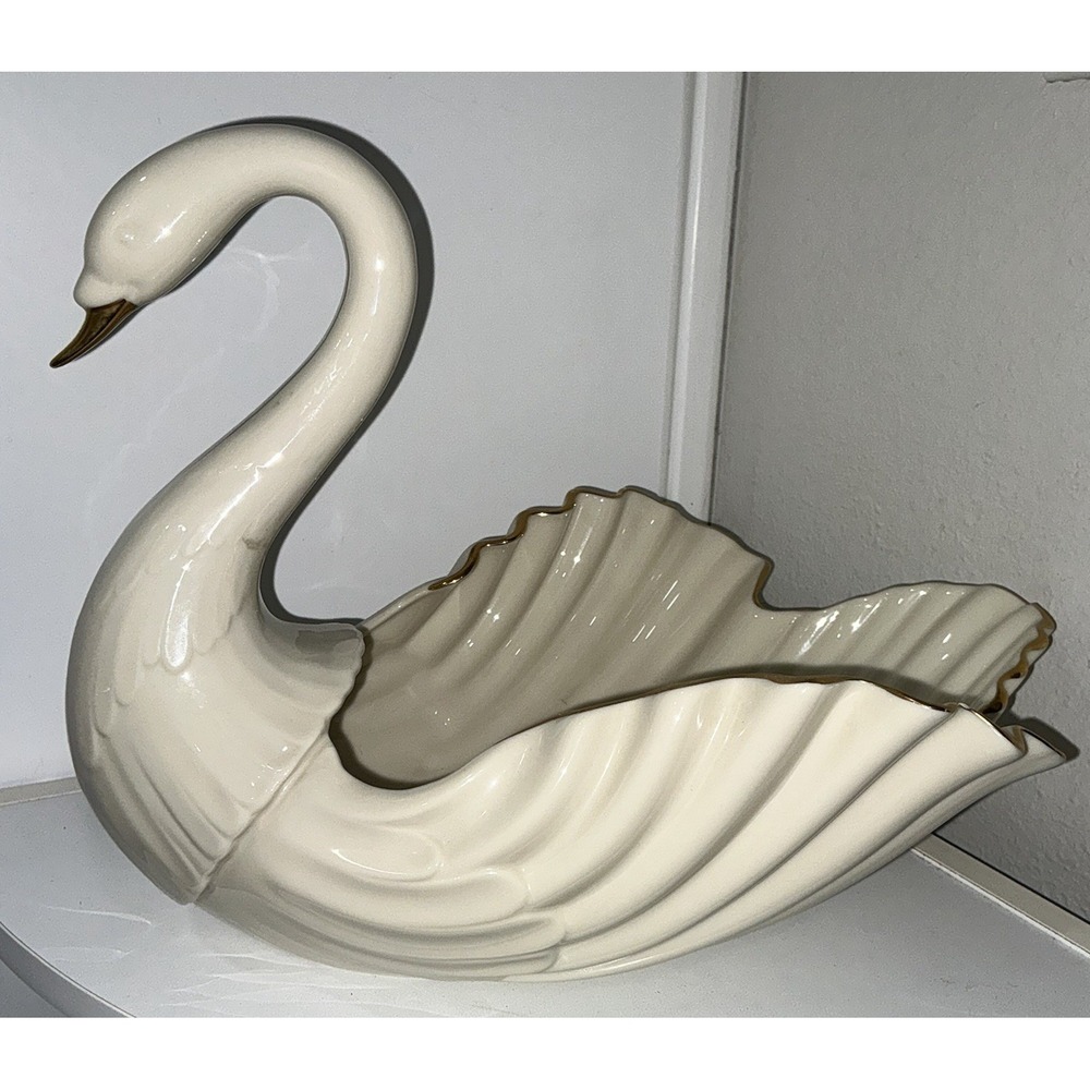Vintage Lenox Millennium Collection White Gold Porcelain Swan 12" No. 2425/5000